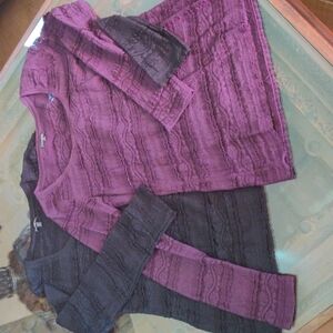 LONG sleeve sz L Express black or cranberry peekaboo soft lace tops...